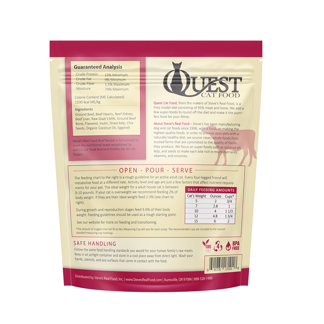 Frozen Raw Cat Food: Beef Diet (4 Pack)